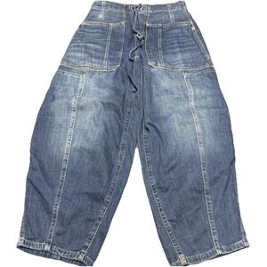 Free People We The Free Silverton Pull-On Barrel Jeans Earth Angel Boho Sz XS